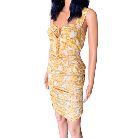 Louna Yellow Printed Cotton Blend Mini Dress - Picture 8 of 8